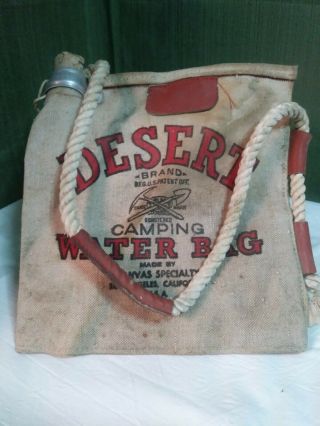 Vintage Antique Desert Water Bag Purse Made By Sears Scotland Canvas