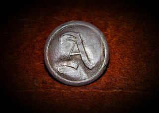 Confederate States Script " A " Artillery Button Recovered Richmond,  Virginia