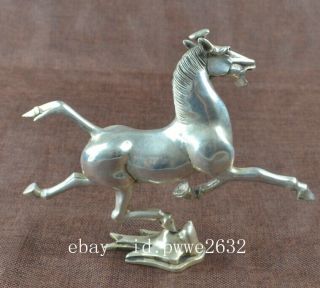 china old cooper - plating silver hand - made horse and swallow statue d02 4