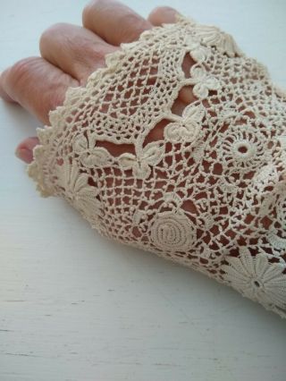 Vintage Antique Irish Crochet Lace Sleeves or Mitts / Long 3