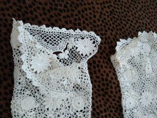 Vintage Antique Irish Crochet Lace Sleeves or Mitts / Long 6