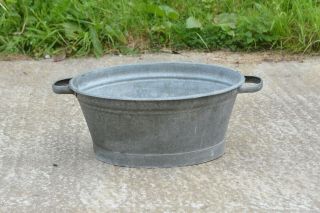 Vintage Old Metal Galvanized Bath Washing Tub Bowl 52cm Dog Wash - Post