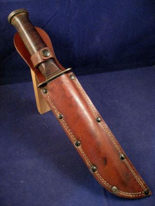 Vintage Wwii Western G - 46 - 8 - Inch Fighting Knife With Sheath