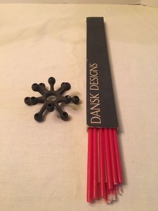Dansk Cast Iron Spider Taper Candle Holder Danish Mid Century Modern Denmark Red