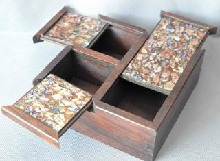 Old Collectable Boxwood Inlay Conch Hand Carve Usable Girl Usable Jewelry Box