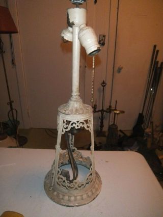Antique Reverse Painted Table Lamp Base 21 " Tall - 1920s