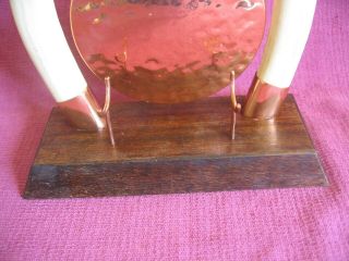 Vintage Royal Sable Table Top Copper Dinner Gong on Wood Plinth 2