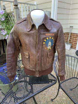 Wwii A2 Flight Jacket 14th Bomb Squadron Monarch 1941 Bataan With Photo