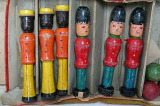 WONDERFUL EARLY SET OF WOODEN FIGURAL SKITTLES - EXTREMELY RARE - L@@K 6