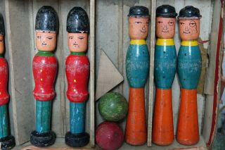 WONDERFUL EARLY SET OF WOODEN FIGURAL SKITTLES - EXTREMELY RARE - L@@K 7