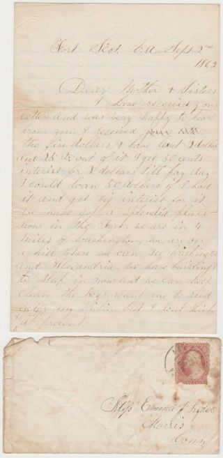 1862 Civil War Soldier Letter - Fort Scott Va - W/cover Late Use Of 1857 Issue