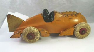 Vintage 1930s Hubley Cast Iron Golden Arrow Rocket Racer Race Car 1878 B Orange
