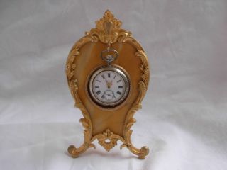 Antique French Gilt Bronze,  Marble Pocket Watch Holder,  Late 19th
