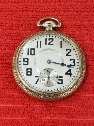 Vintage 16 Size Hamilton Pocket Watch 17 Jewel Grade 974 - Runs - Vt257
