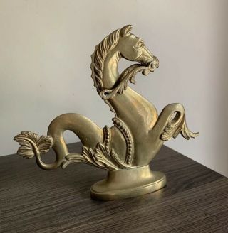 Antique Brass Venetian Gondola Sea - Horse Hippocampus Oar Mount