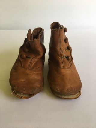 Early Antique Brown Leather Child’s Button Boots Shoes 1906 2
