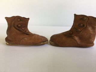 Early Antique Brown Leather Child’s Button Boots Shoes 1906 3