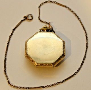 14K Gold Filled Antique 1923 Elgin Octagon Pocket Watch 17 Jewel with Chain RUNS 5