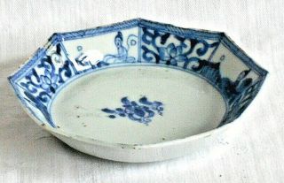 C18th Chinese Blue And White Hand Painted Dish With Figures