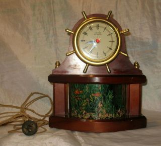 Vintage Motion Clock United 454 Fish Aquarium & Ships Wheel