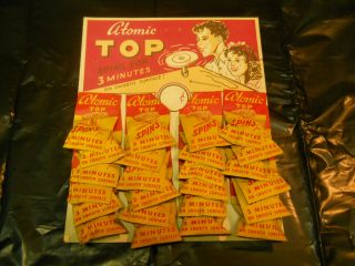 Vintage Atomic Top Store Display - Complete With 24 Packaged Atomic Tops
