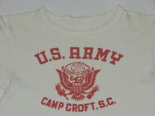 WWII WW2 US Army Camp Croft SC vintage men ' s TEE SHIRT 1 2