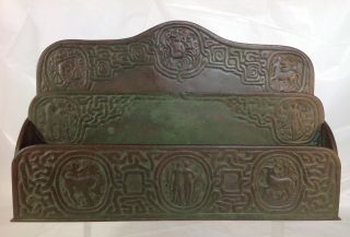 LARGE ANTIQUE TIFFANY STUDIOS YORK BRONZE LETTER HOLDER ZODIAC 3