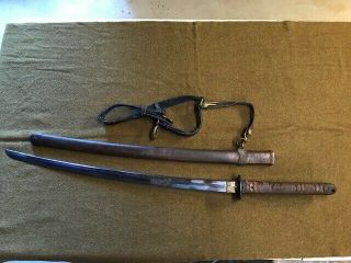 WW2 Japanese Samurai Sword With Scabbard And Sword Belt - USMC Vet Bring Back 5