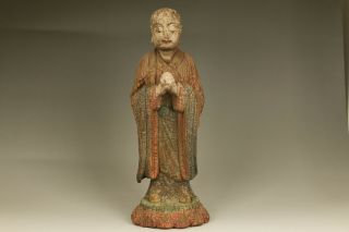 Chinese Antique Old Wood Hand Carved Sakyamuni Buddha Statue Figure
