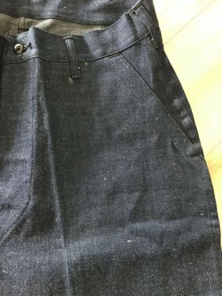 Deadstock Vtg 1940s WW2 WWII US Navy Denim Dungarees NOS 32 Pants Jeans Military 10