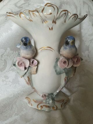 Vintage Rare Cordey Vase With Blue Birds 9 " 7061 Outstanding