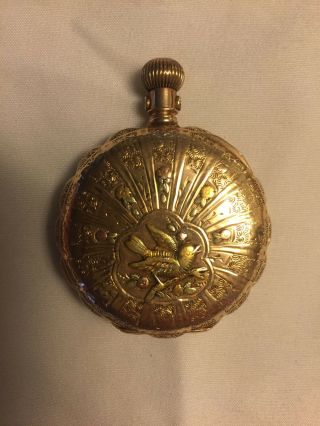 Antique Elgin Womens Pocket Watch Solid 14k And 18k Gold