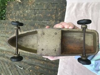 RARE Vintage CARBIDE Cannon Antique CAST IRON TOY w Four Wheels 2