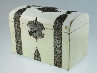 Antique 19th Century English Regency White Ebonized Tea Caddy Circa 1820