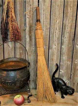 Aafa Antique Primitive Wood Hearth Witch Broom