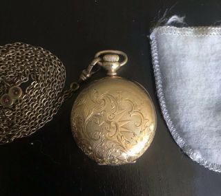 1893 HAMPDEN MOLLY STARK 3/0 Pocket Watch 7 Jewel DUEBER Hunt Case 14K Gold Fill 2