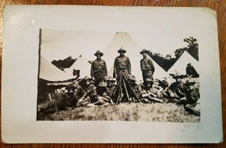 1916 Ww I Infantry Military Men Camp Hagman Redfield So Dakota Photo Postcard