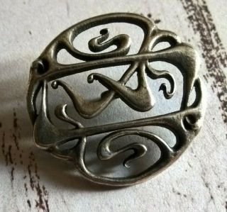 Fine Antique Art Nouveau Jugendstil Silver Plated Button