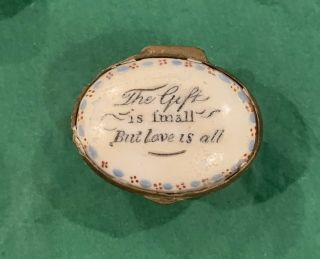Battersea Bilston Enamel Patch Box – " The Gift Is Small But Love Is All "