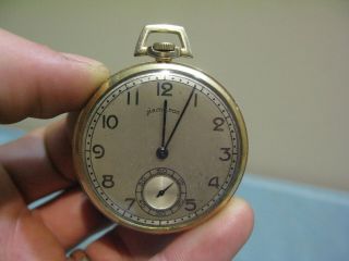 Vintage Hamilton 17 Jewels 14 Kt Gold Filled 917 Pocket Watch