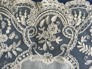 19th century handmade Tambour chain stitch embroidered lace handkerchief BRIDE 5