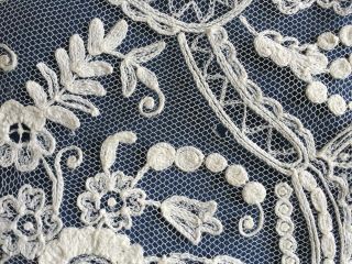 19th century handmade Tambour chain stitch embroidered lace handkerchief BRIDE 6