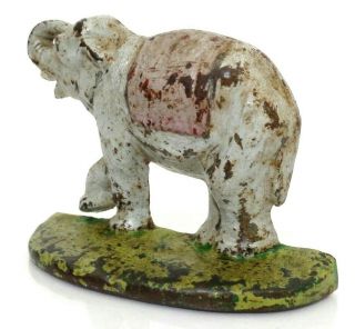 LATE 19TH C ANTIQUE AMERICAN CAST IRON ELEPHANT DOORSTOP,  W/ORIG PAINTED SURFACE 6