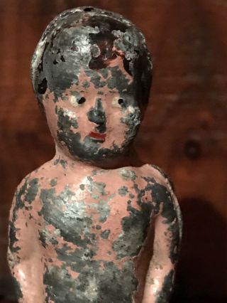 Antique Primitive Folk Art Cast Iron Metal Toy Doll Aafa