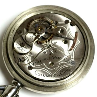 Columbus Watch Co.  Model 3 11J 18S North Star Grade Pocket Watch Ore Silver Case 6