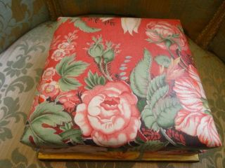 An Exquisite Antique French Pink Floral Chintz Box