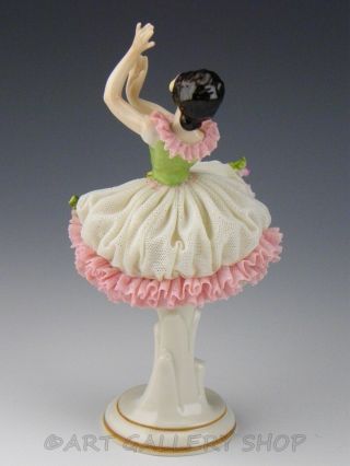 Antique Germany Figurine VOLKSTEDT DRESDEN LACE LADY GIRL WOMAN BALLERINA DANCER 4