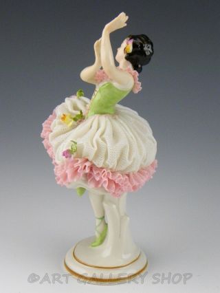 Antique Germany Figurine VOLKSTEDT DRESDEN LACE LADY GIRL WOMAN BALLERINA DANCER 5