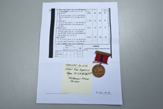 Korean War U.  S.  Marine Corps Good Conduct Medal To Named To Chosin Casualty