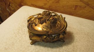 Antique Art Nouveau Floral Casket Jewelry Box No.  104